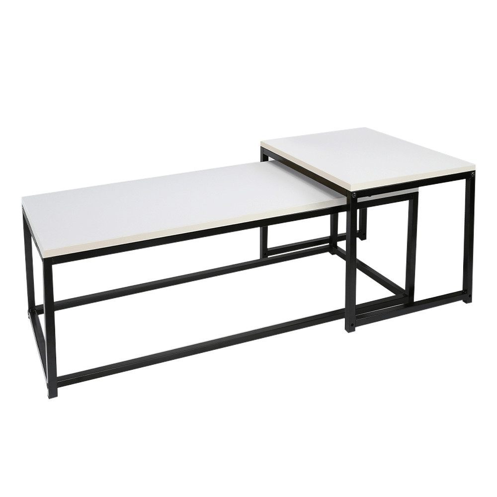 2 dohányzóasztal szett, matt fehér/fekete, KASTLER NEW TYP 2 (RP)