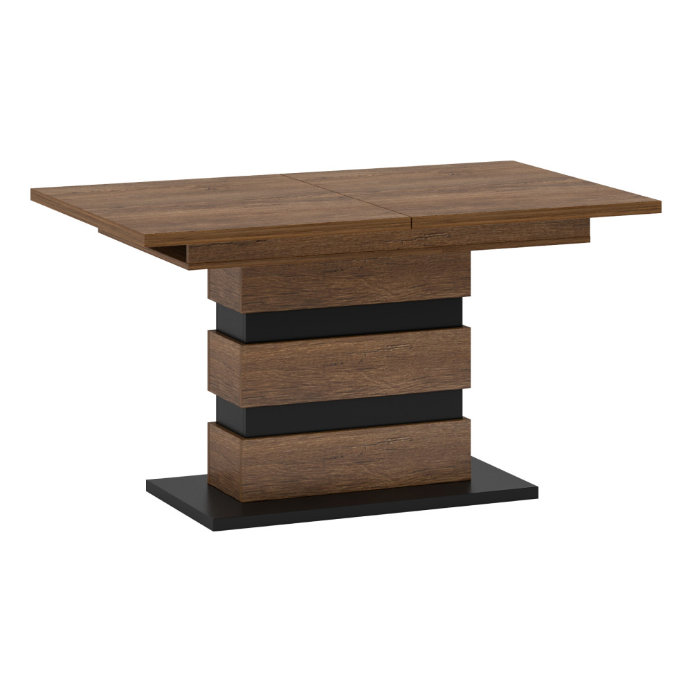 Széthúzható étkezőasztal, bolzano tölgy/fekete, 140-180x86 cm, DELIS S (RP)