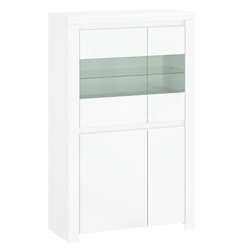 Vitrin 2D2W, fehér fényes, LINDY (RP)