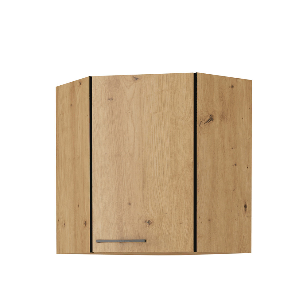 Felső szekrény, matt fekete/artisan tölgy, MONRO 60/60 GN-72 1F (RP)