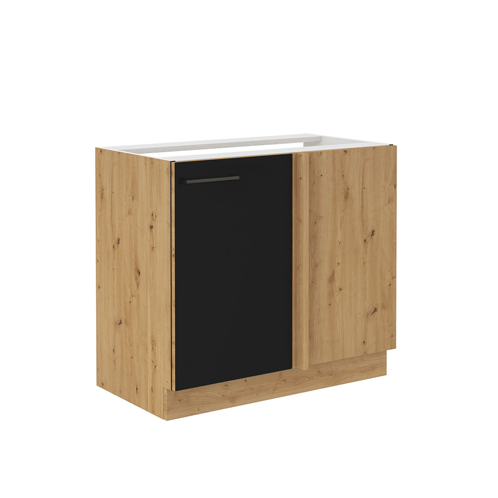Alsó konyhaszekrény, matt fekete/artisan tölgy, MONRO 105 ND 1FFBB (RP)
