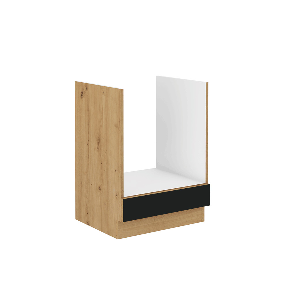 Alsó szekrény beépített tűhelyre, matt fekete/artisan tölgy, MONRO 60 D GAZ BB (RP)