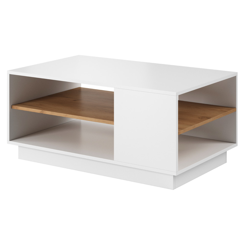 Dohányzóasztal, fehér/tölgy craft arany, TRIO (RP)