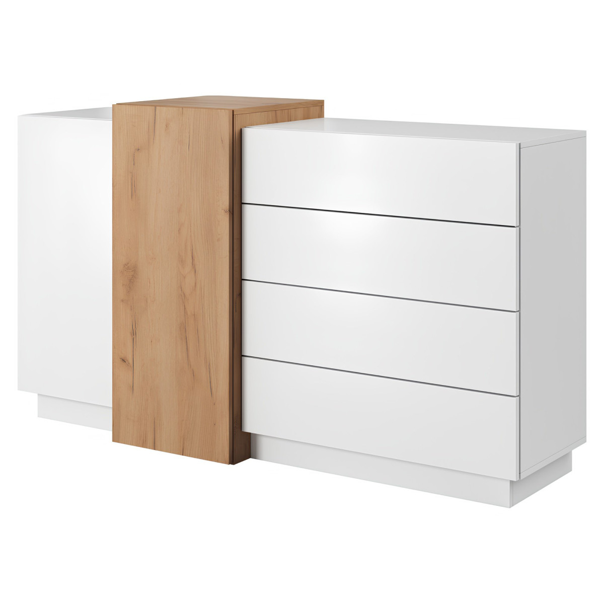 Komód 2D4S, fehér/tölgy craft arany, TRIO (RP)