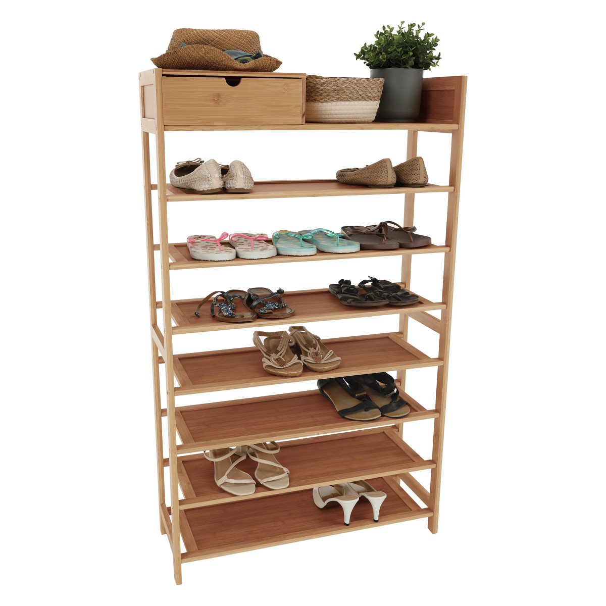 Cipőpolc, 7 soros, bambusz, KATLEY (RP)