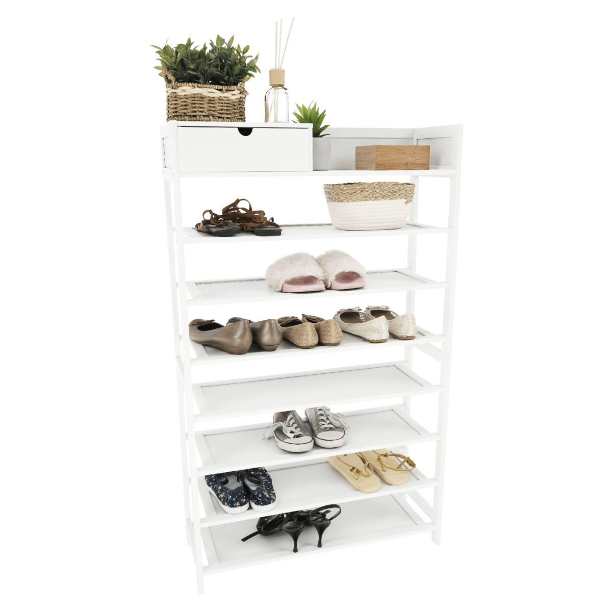 Cipőpolc, 7 soros, fehér, KATLEY (RP)