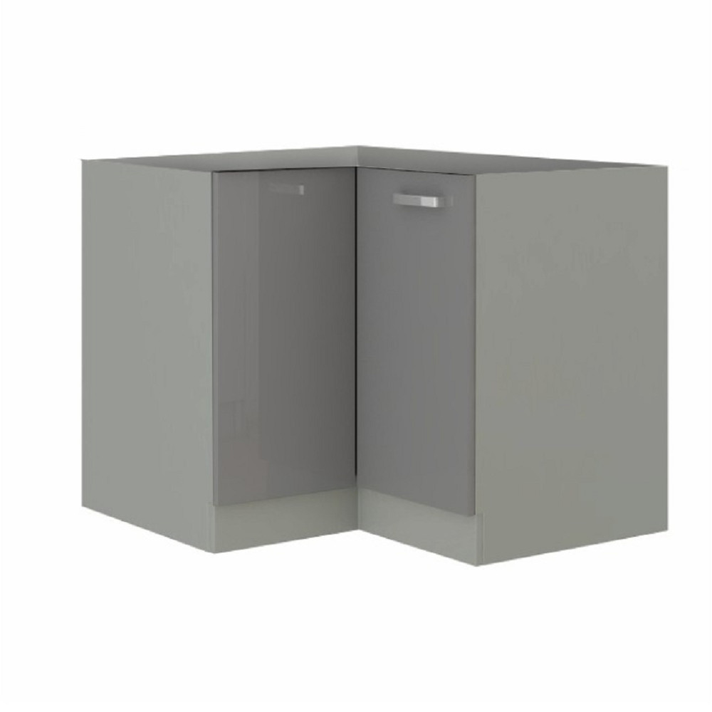 Alsó sarokszekrény, szürke/szürke extra magasfényű, PRADO 90/90 DN ZB (RP)