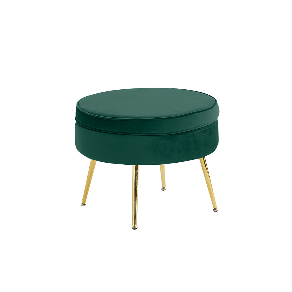 Luxus zsámoly/puff, smaragd Velvet szövet/króm arany, Art-deco, NOBLIN TYP 1 (RP)