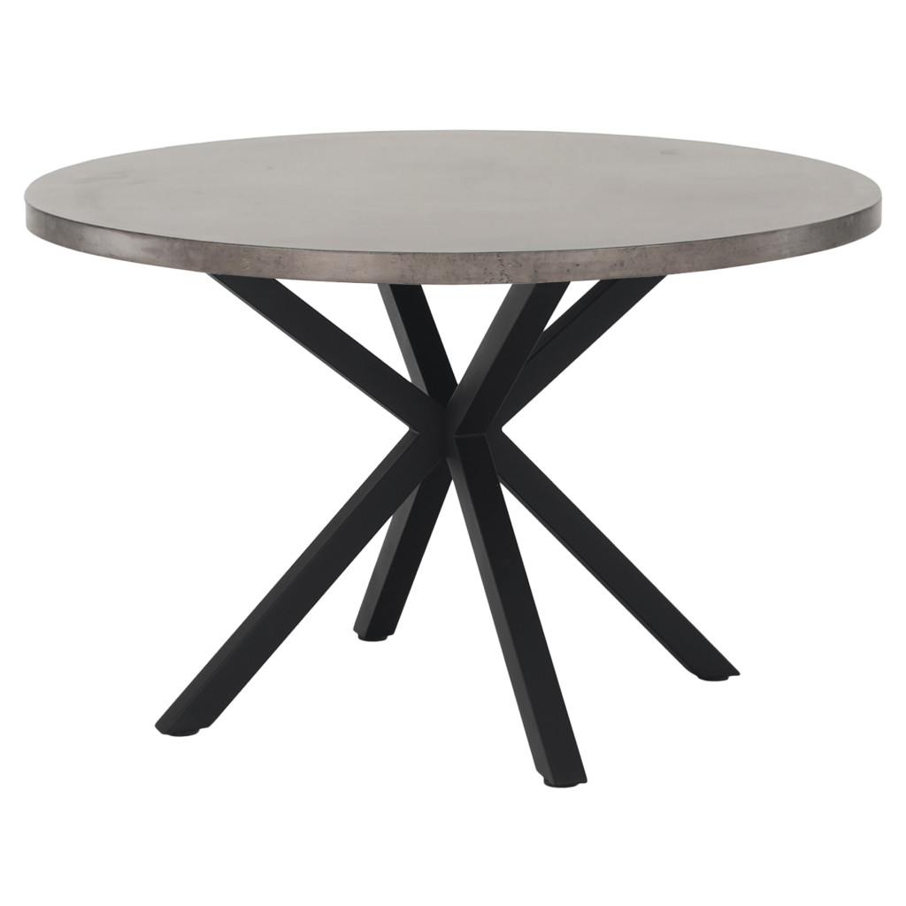 Étkezőasztal, beton/fekete, átmérő 120 cm, MEDOR (RP)