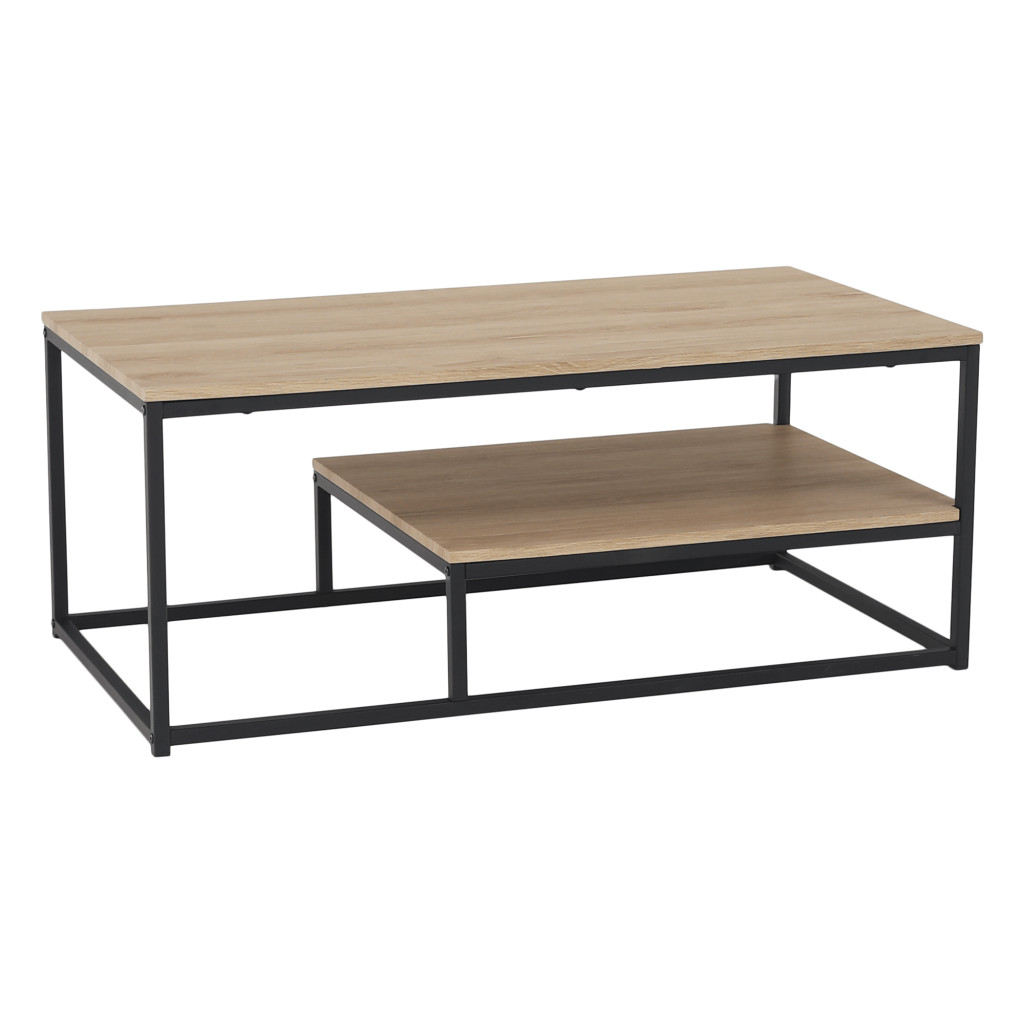 Dohányzóasztal, világos tölgy/fekete, LARON (RP)