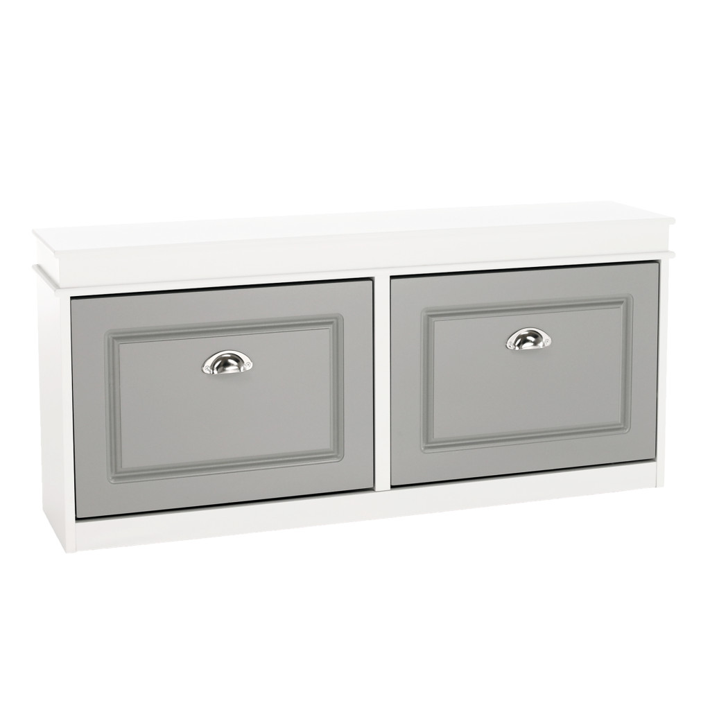 Cipőpolc, 2-soros, fehér/szürke, SEBER TYP 4 (RP)