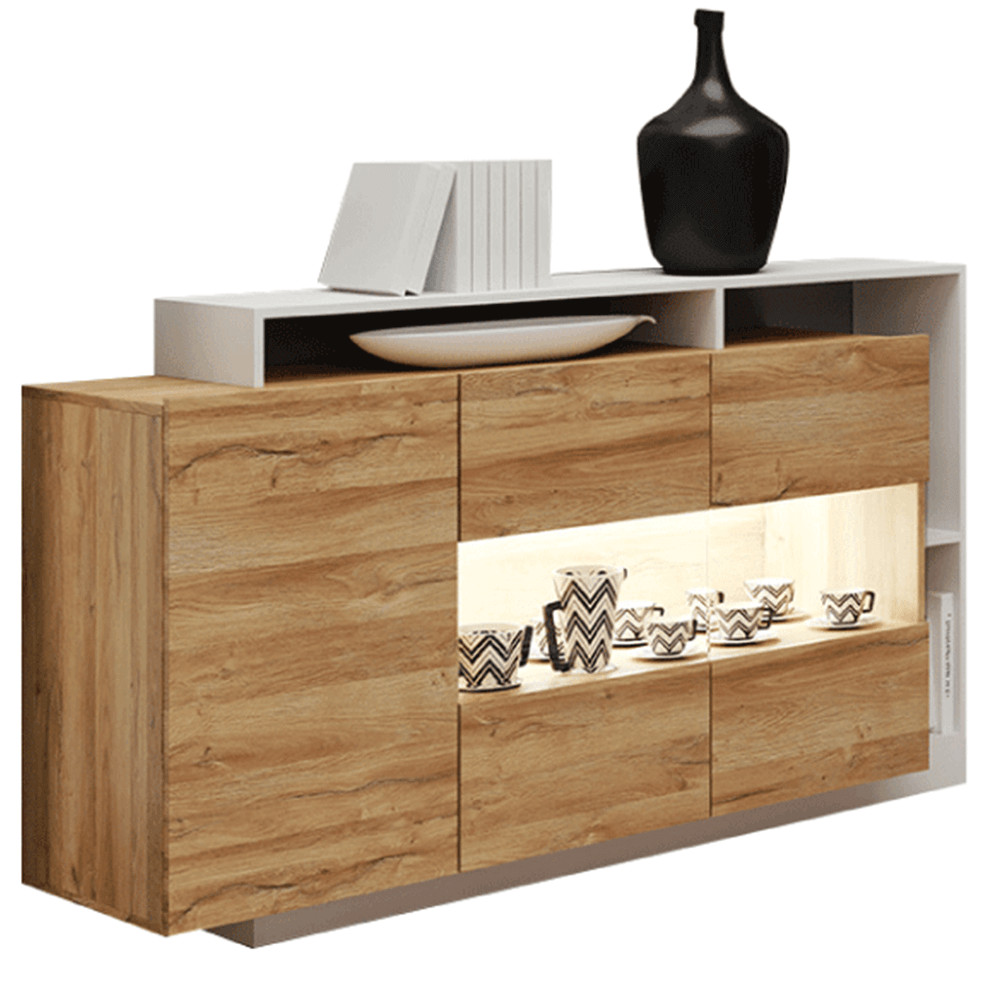 Komód, tölgy grandson/fehér, ALICANTE (RP)