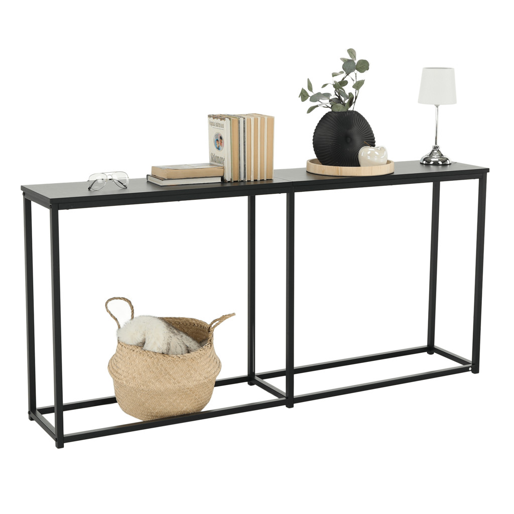 Konzolasztal ipari stílusban, sötétszürke grafit/fekete, BUSTA (RP)