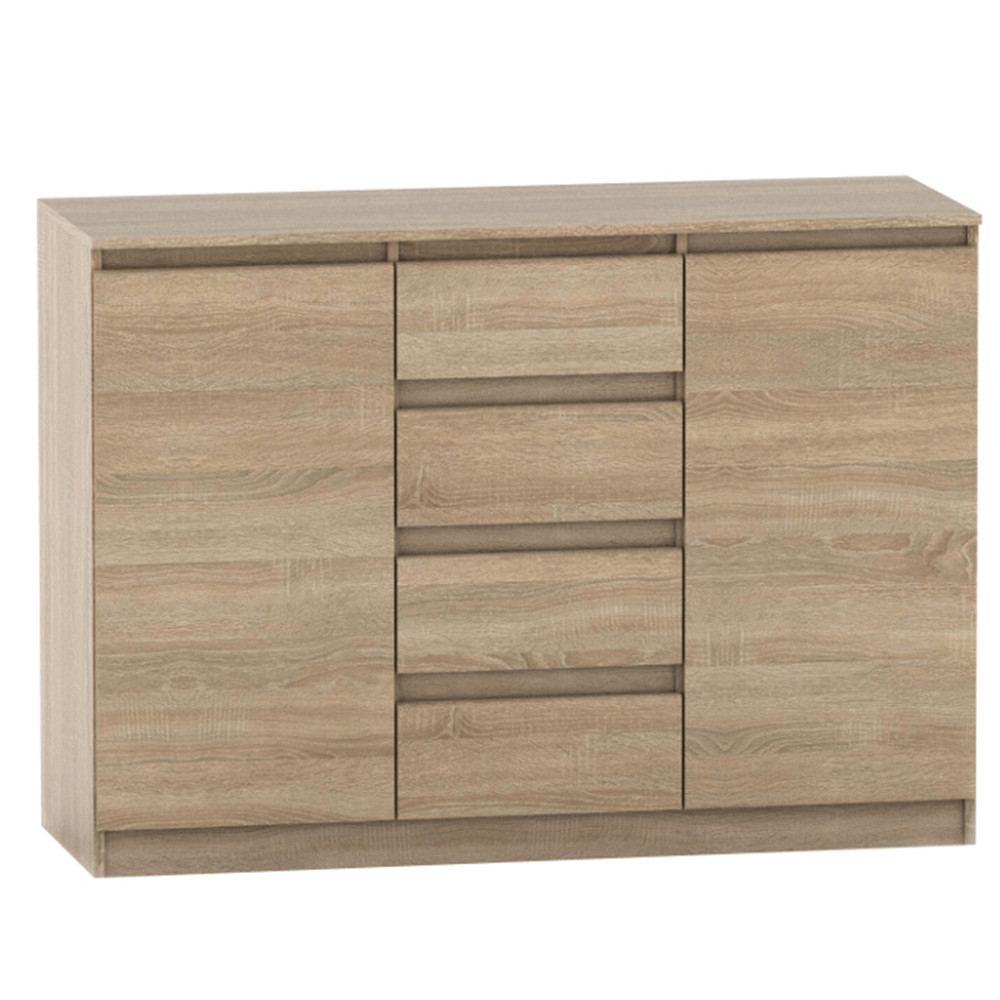 2 ajtós komód 4 fiókkal, tölgy sonoma, HANY NEW 010 (RP)