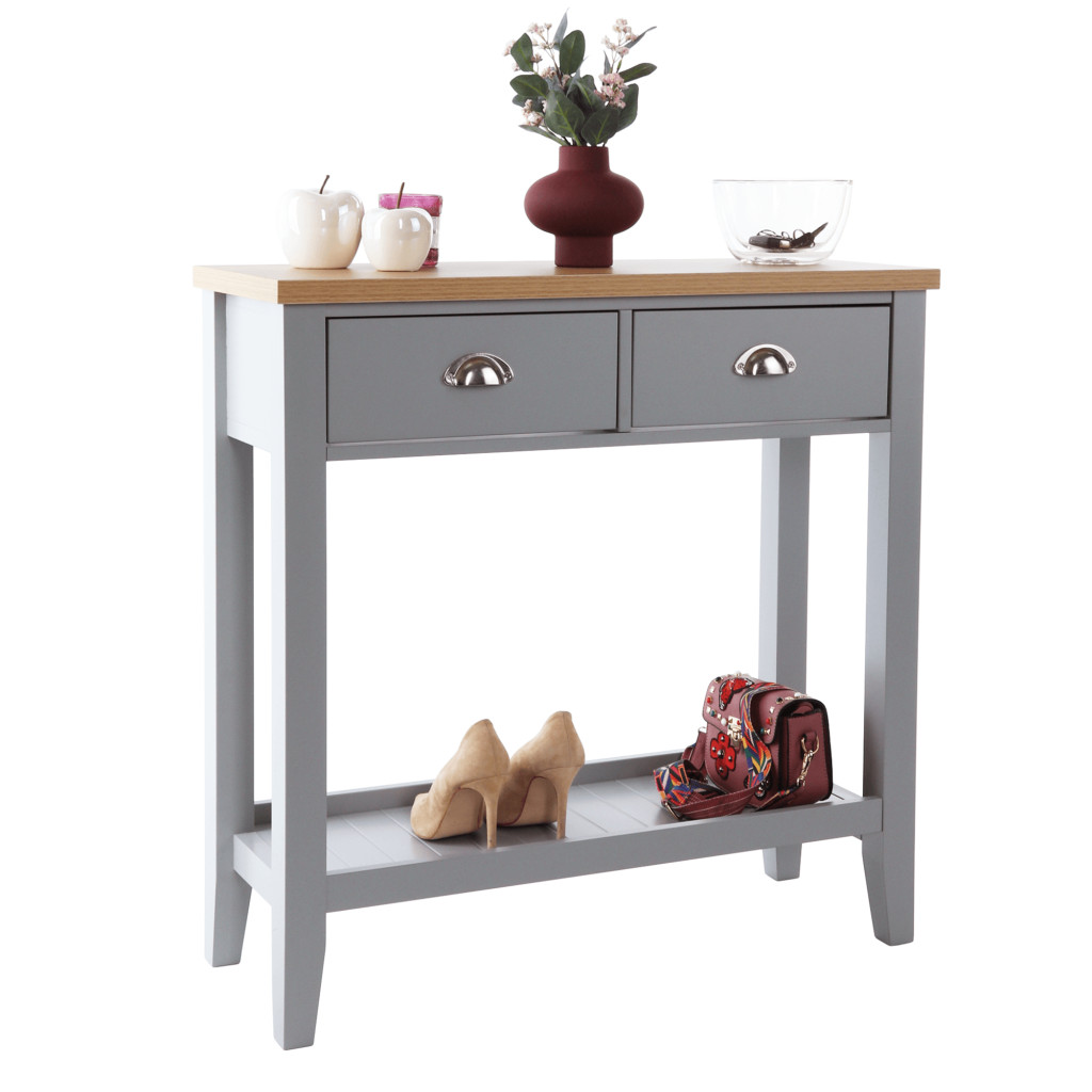 Konzolasztal, szürke/világos dió, JEREVAN (RP)