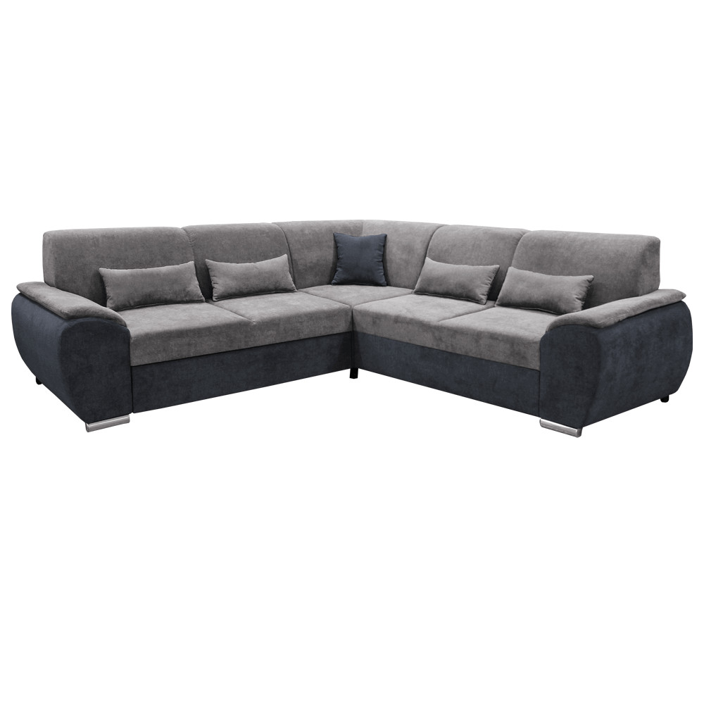 Ülőgarnitúra, sötét szürke/szürke Soro anyag, balos, kivitel, EMILY (RP)