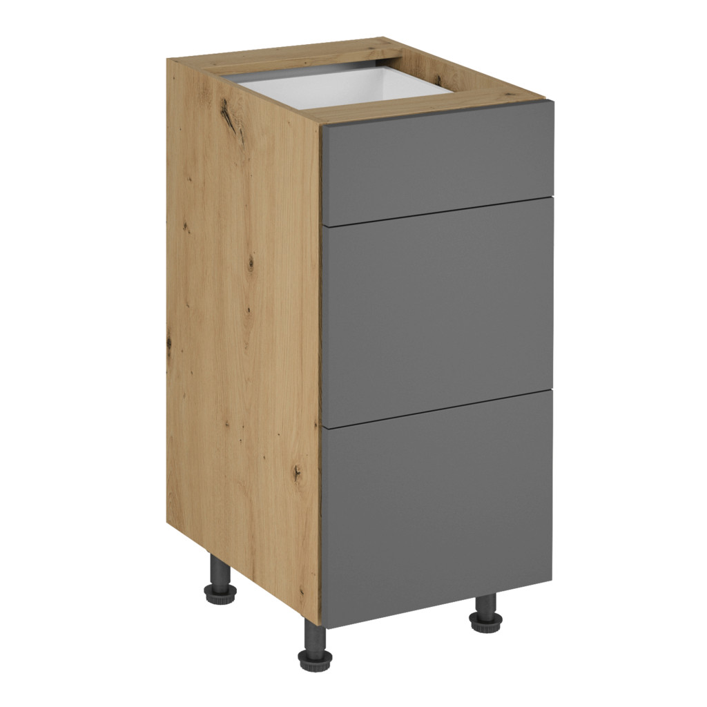 Alsó szekrény, artisan tölgy/szürke matt, LANGEN D40S3 P (RP)