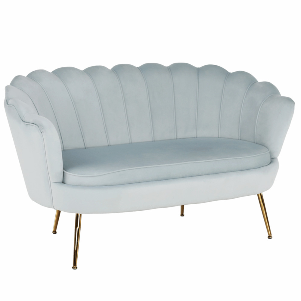 Pad Art-deco stílusban, szürke-kék Velvet anyag/gold chróm-arany, NOBLIN (RP)