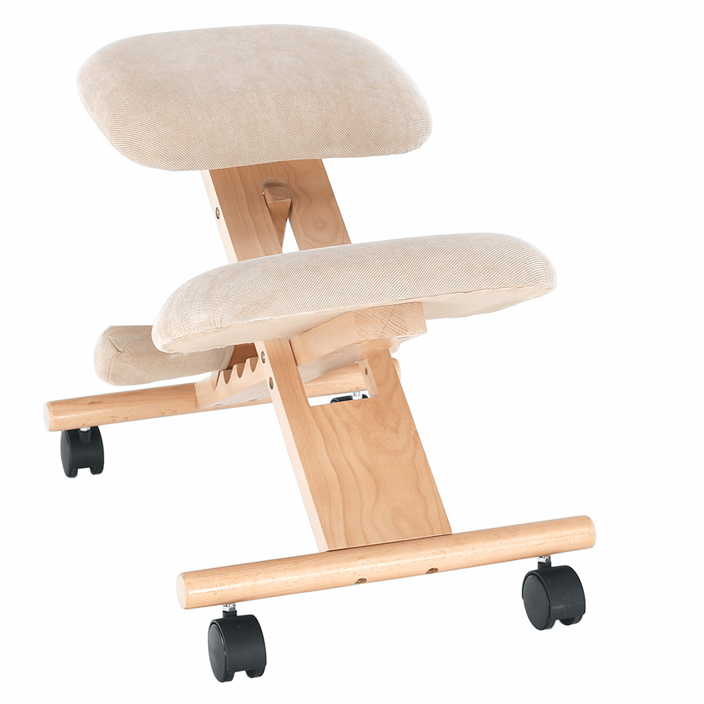 Ergonomikus térdelőszék, krémszínű/bükkfa, GROCO (RP)