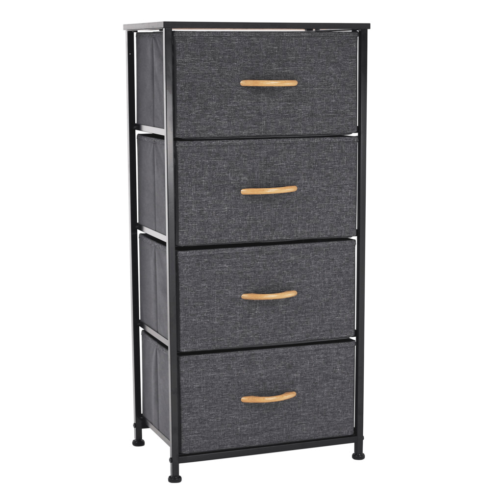 Komód szövet fiókokkal, fekete/sötétszürke, PALMERA TYP 2 (RP)