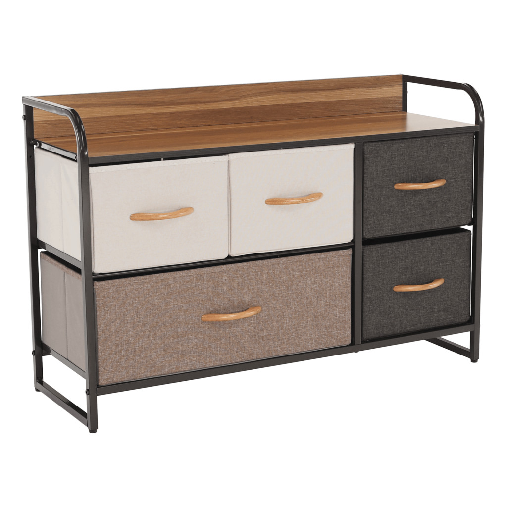 Komód szövet fiókokkal, bézs/barna, HAZEL TYP 4 (RP)