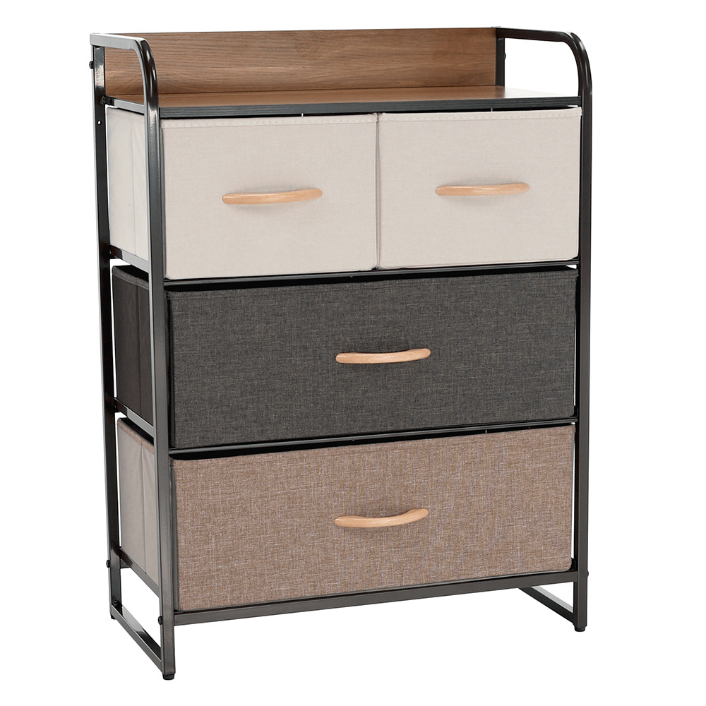 Komód szövet fiókokkal, bézs/barna, HAZEL TYP 2 (RP)