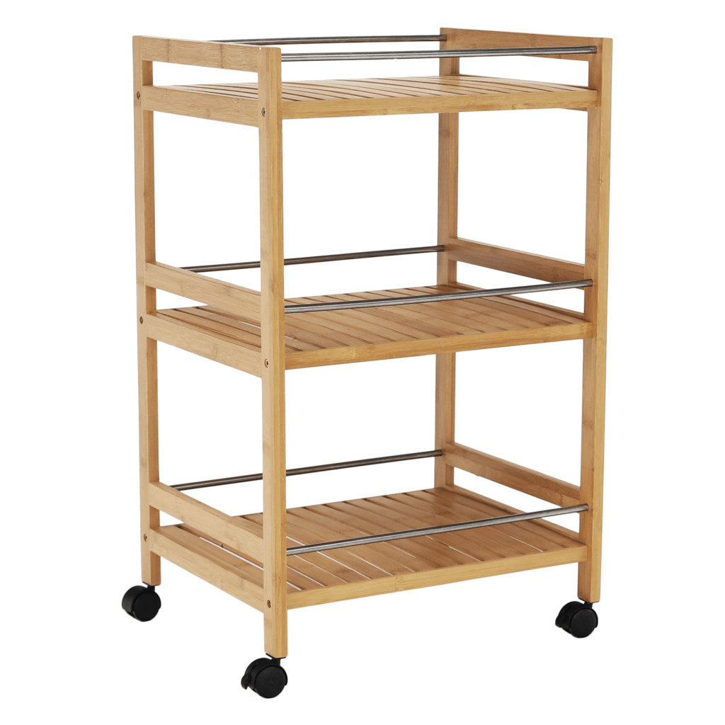 Tálalókocsi, természetes bambusz, NASHY (RP)