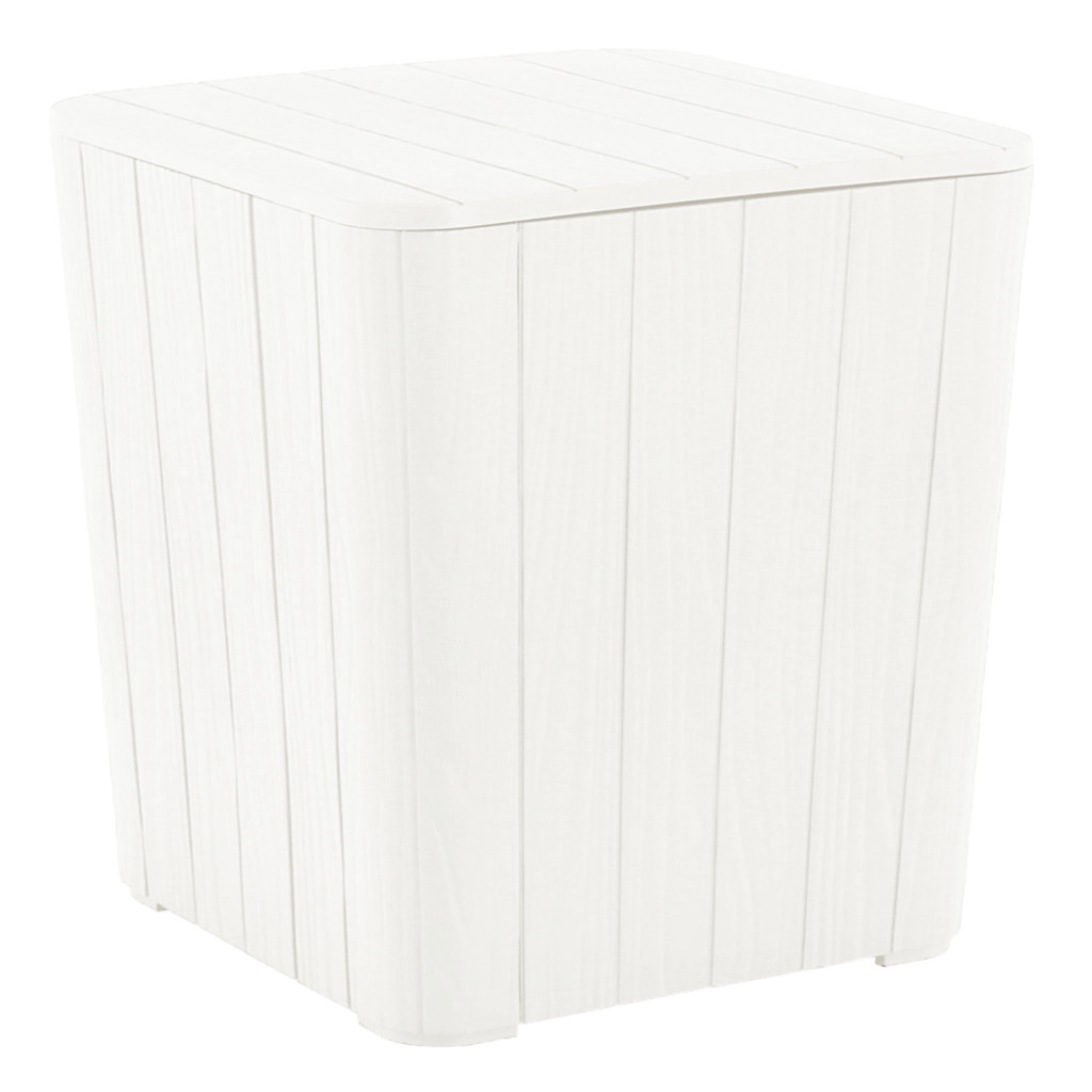 Kerti tároló doboz/kisasztal, fehér, IBLIS (RP)