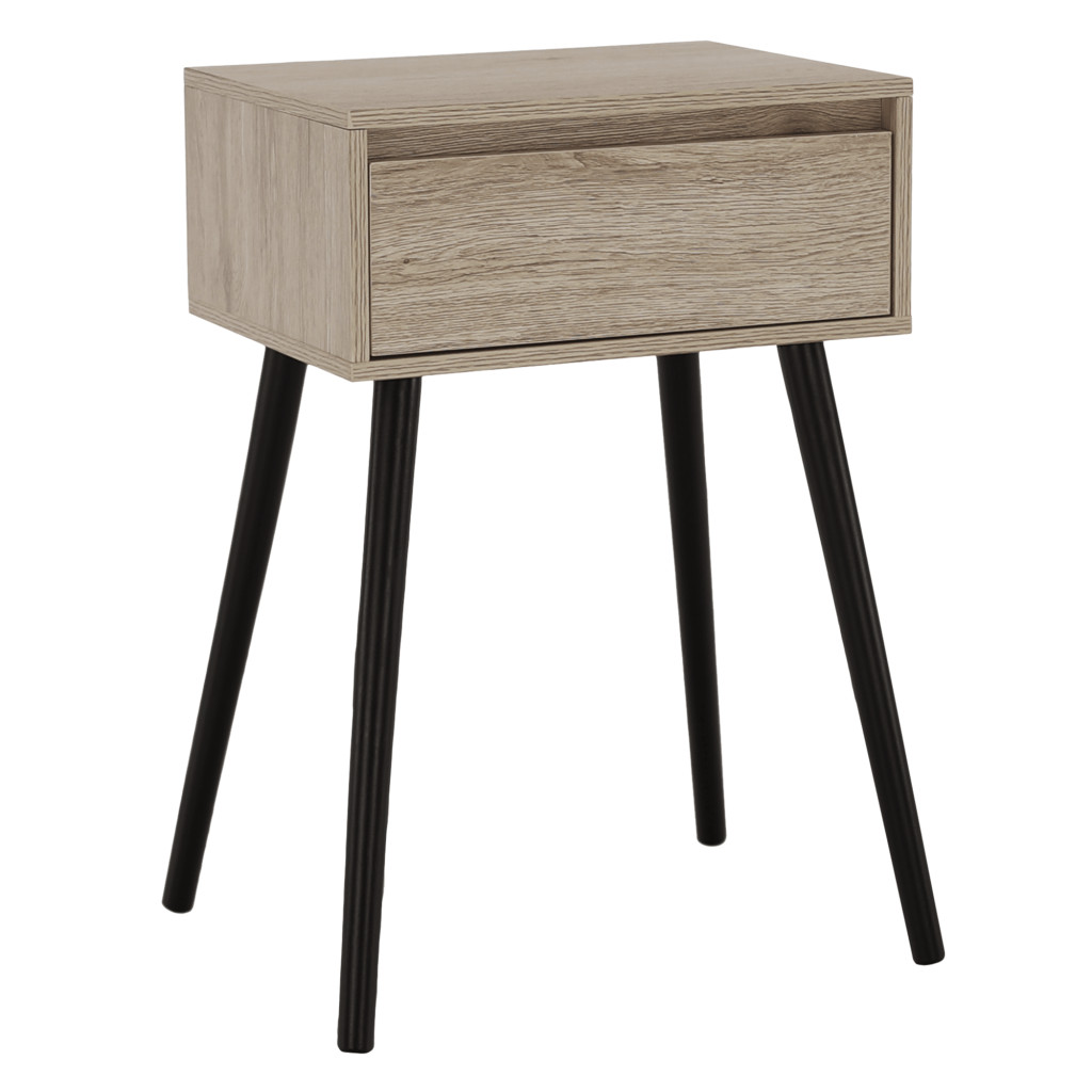 Kisasztal/éjjeliszekrény, tölgy/fekete, ALYSANDRA TYP 1 (RP)