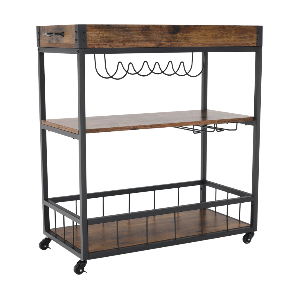 Tálalókocsi, tölgy smoke/fekete, SILVIUS (RP)