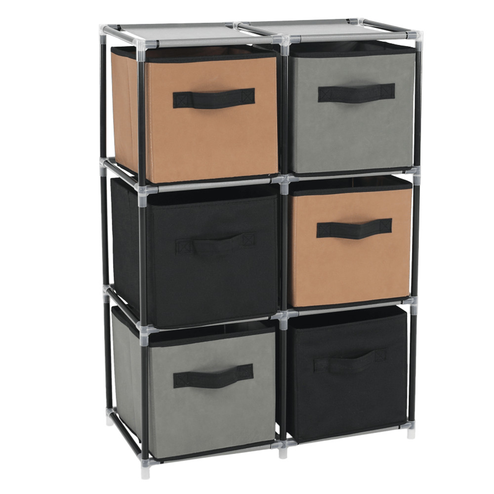 Komód szövet fiókokkal, fekete/barna/szürke, CAMILO TYP 2 (RP)