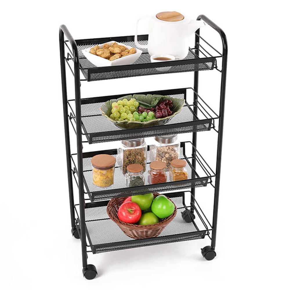 Tálalókocsi, fekete, MYRIS (RP)