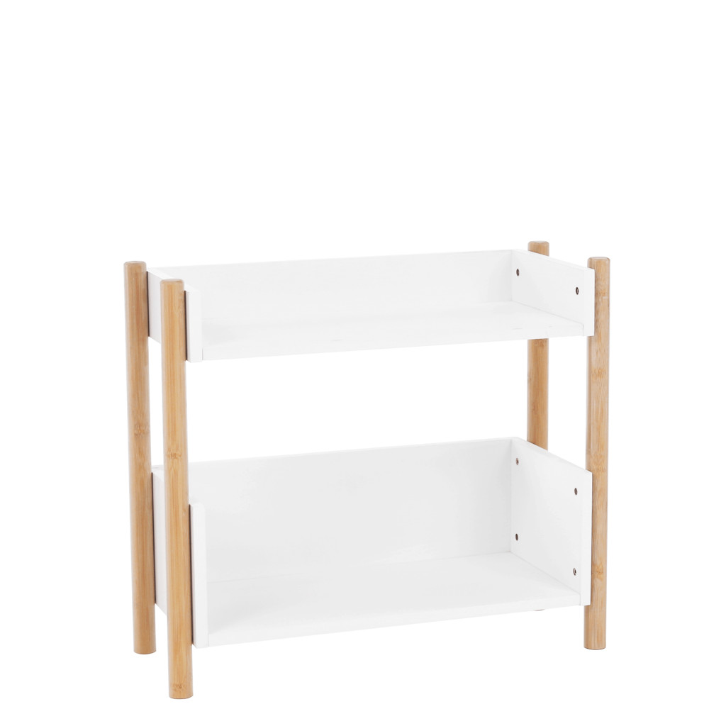 2 polcos állvány, természetes bambusz/fehér, BALTIKA TYP 1 (RP)