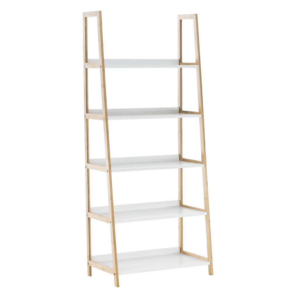 5 polcos állvány, fehér/természetes, KOEN TYP 3 (RP)