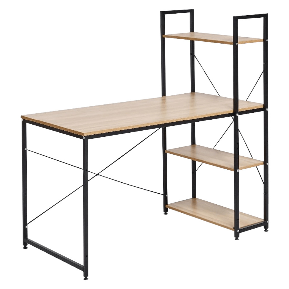 Számítógépasztal, tölgy/fekete, VEINA (RP)