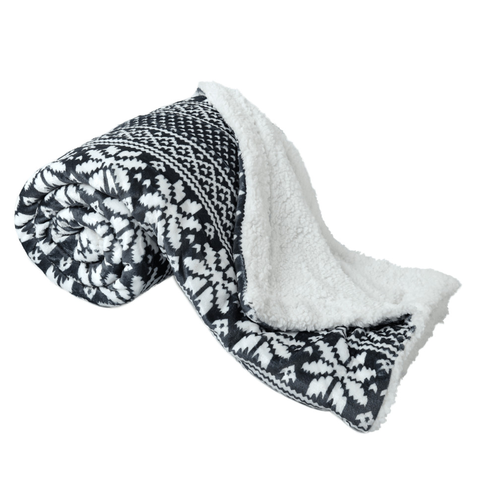 Kétoldalas bárány takaró, téli motívum, 150x200, MALENA (RP)