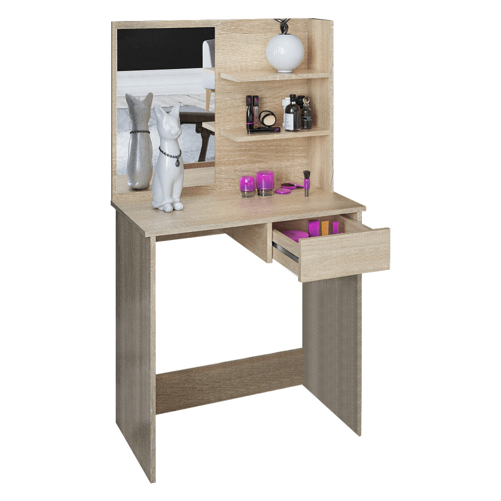 Fésülködőasztal, smink, sonoma tölgy, BELEZA (RP)