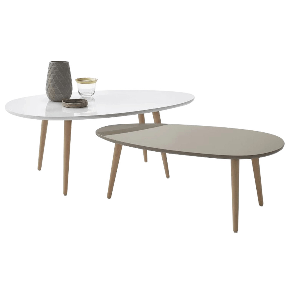 Asztal szett, fehér/szürke, DOBLO (RP)