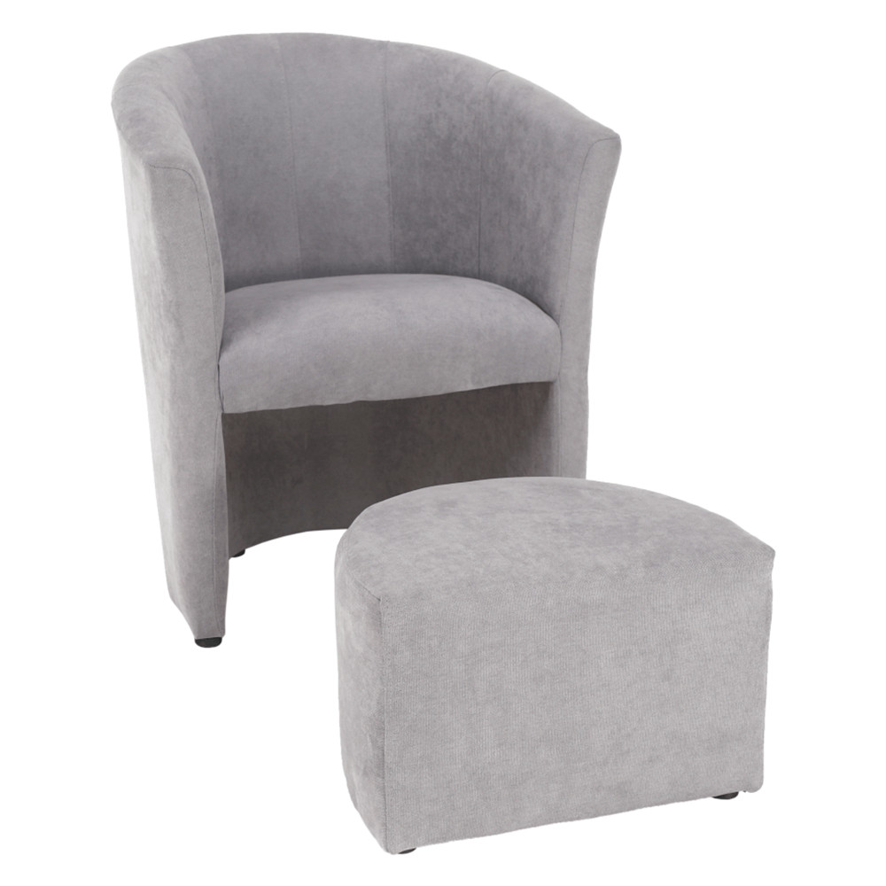 Klub fotel puffal, szürke, ROSE (RP)