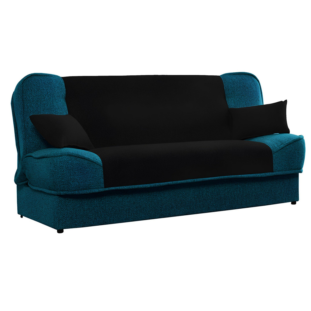 Kanapé ágyfunkcióval, türkiz/fekete, ASIA NEW (RP)