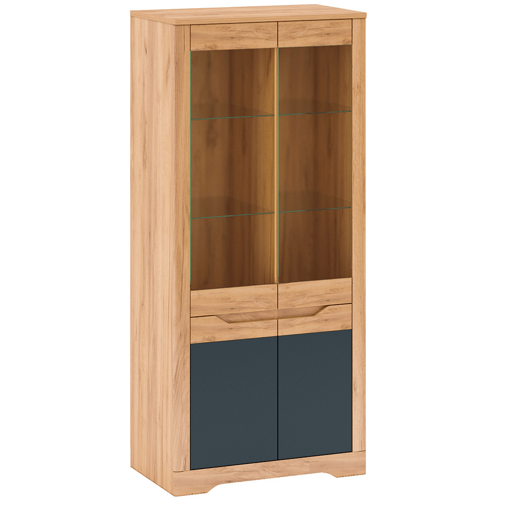 Vitrin H, tölgy craft arany/grafit szürke, FIDEL (RP)