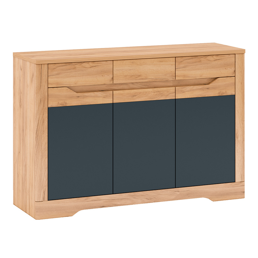 Komód E,  tölgy craft arany/grafit szürke, FIDEL (RP)