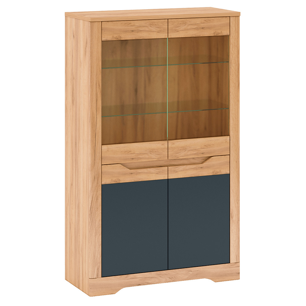 Vitrin C, tölgy craft arany/grafit szürke, FIDEL (RP)