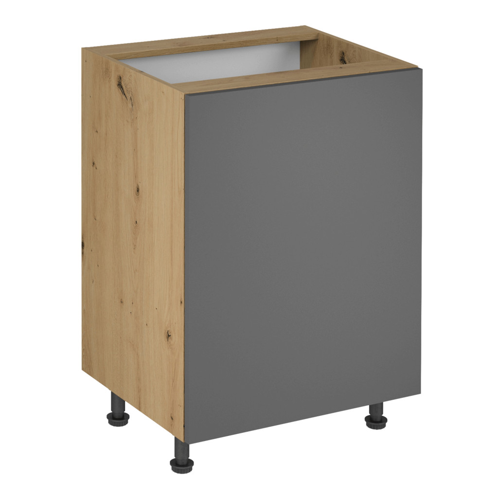 Alsó szekrény, artisan tölgy/szürke matt, univerzális, LANGEN D60 (RP)