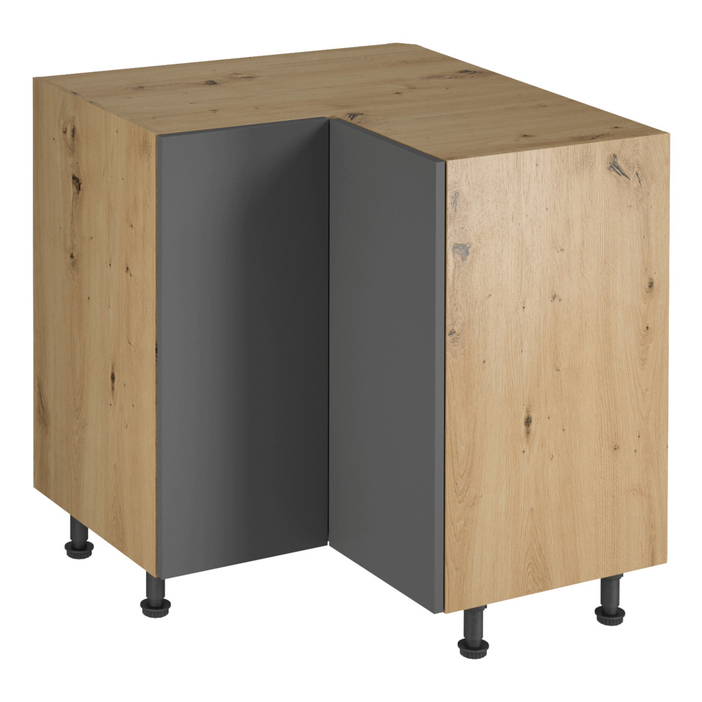 Sarok alsó szekrény, artisan tölgy/szürke matt, LANGEN D90N (RP)