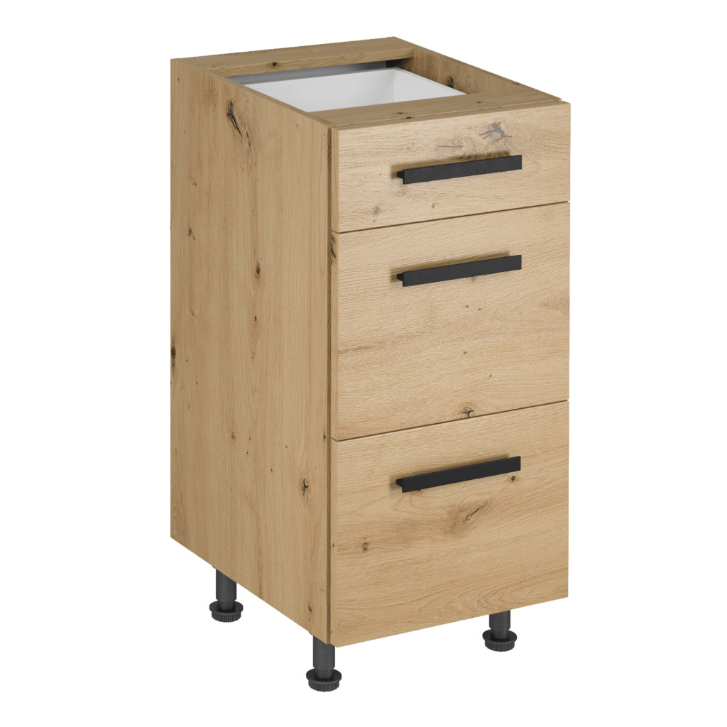 Alsó szekrény, artisan tölgy, fogantyúkkal, LANGEN D40S3 U (RP)