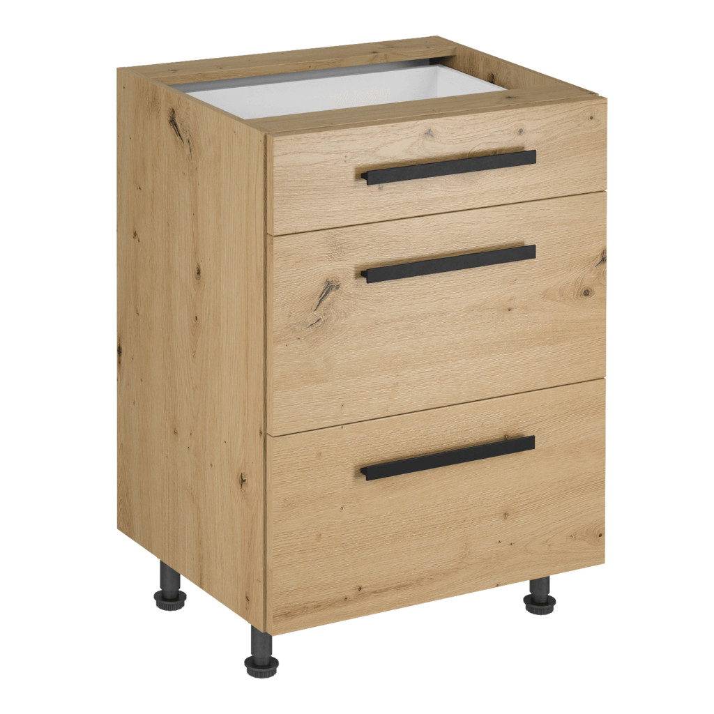 Alsó szekrény, artisan tölgy, fogantyúkkal,  LANGEN D60S3 U (RP)