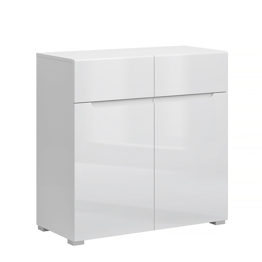 Komód 2D2S, fehér/fehér extra magas fényű HG, JOLK (RP)