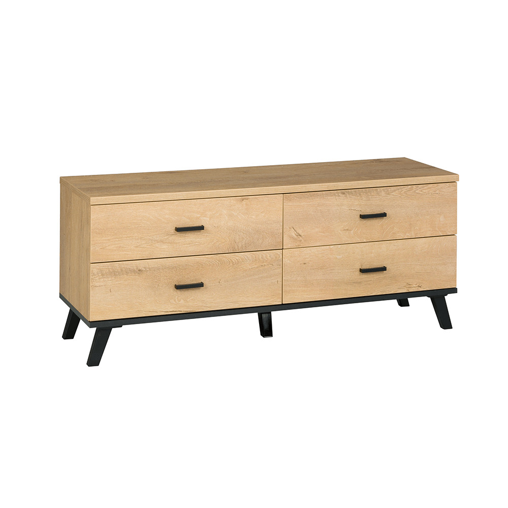 RTV asztal, tölgyfa lefkas/fekete, SIRAN TYP 7 (RP)