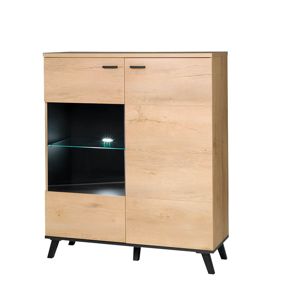 Komód, tölgyfa lefkas/fekete, SIRAN TYP 4 (RP)